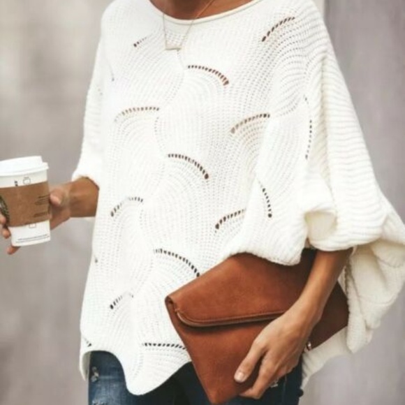 NWT Boutique Dolman Off White Knit Sweater Blouse - Picture 2 of 8